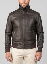 Air Rolf Brown Leather Bomber Jacket
