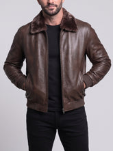 Ashford Brown Shearling Leather Bomber Jacket