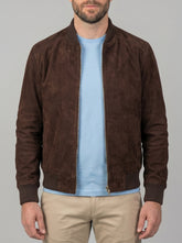Blain Mocha Suede Bomber Jacket