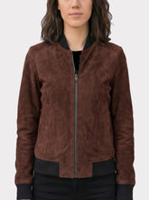 Margot Brown Suede Bomber Jacket