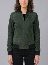 Margot Green Suede Bomber Jacket