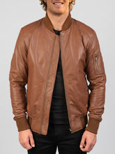 Bowen MA-1 Brown Leather Bomber Jacket