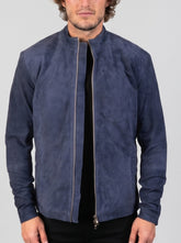 Pendle Navy Suede Biker Jacket
