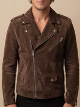 Classic Brown Biker Suede Leather Jacket