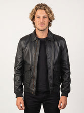 Cromwell Black A-2 Leather Bomber Jacket