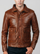 Columbus Brown Leather Bomber Jacket