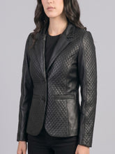 Cora Quilted Black Leather Blazer
