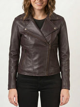 Frankie Maroon Leather Biker Jacket