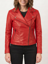 Frankie Red Leather Biker Jacket