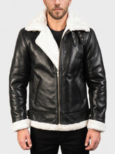 Fenwick B-3 Black & White Leather Bomber Jacket