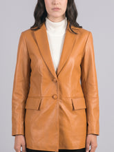 Marilyn Tan Brown Leather Blazer