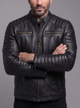 Maverick Black Cafe Racer Leather Jacket
