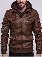 Maverick Brown Hooded Leather Bomber Jacket