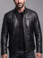 Men's Classic Moto Black Leather Jacket