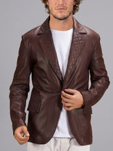 Radcliffe Quilted Maroon Leather Blazer