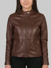 Remi Brown Leather Biker Jacket