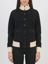 Saskia Black Suede Bomber Jacket