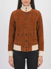Saskia A-1 Brown Suede Bomber Jacket