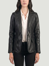 Selina Black Leather Blazer
