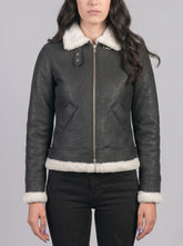 Sienna Black & White Leather Bomber Jacket