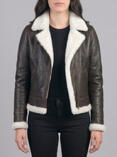 Sienna Brown Leather Bomber Jacket