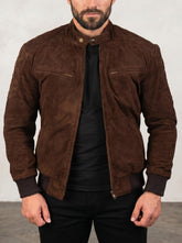 Sven Mocha Suede Bomber Jacket