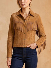 Fringed '70s Western Suede Jacket