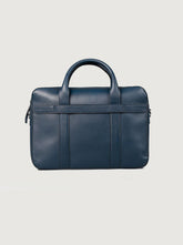 The Captain Midnight Blue Leather Briefcase