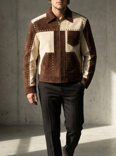 The Rodeo — Brass-Studded Two-Tone Suede Jacket