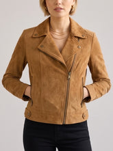 The RomyCamel Suede Biker Jacket